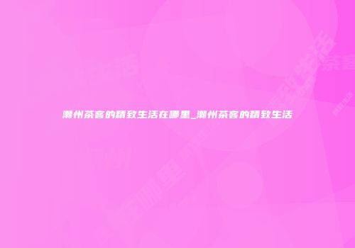 潮州茶客的精致生活在哪里_潮州茶客的精致生活
