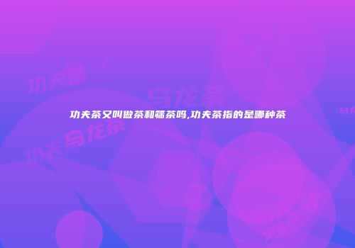 功夫茶又叫做茶和筛茶吗,功夫茶指的是哪种茶