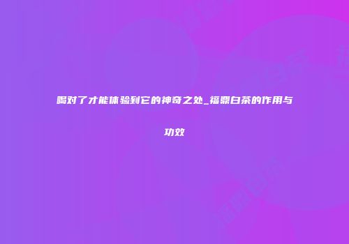 喝对了才能体验到它的神奇之处_福鼎白茶的作用与功效