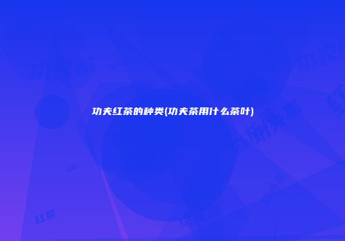 功夫红茶的种类(功夫茶用什么茶叶)