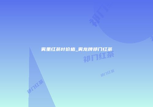 雾里红茶叶价格_雾龙牌祁门红茶