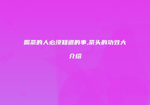 喝茶的人必须知道的事,茶头的功效大介绍