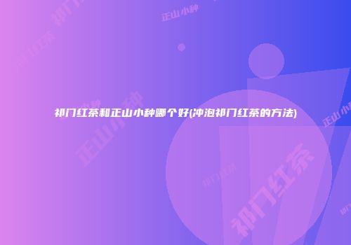 祁门红茶和正山小种哪个好(冲泡祁门红茶的方法)