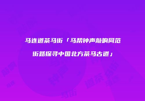 马连道茶马街「马帮钟声敲响同范街路探寻中国北方茶马古道」