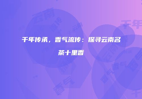 千年传承，香气流传：探寻云南名茶十里香