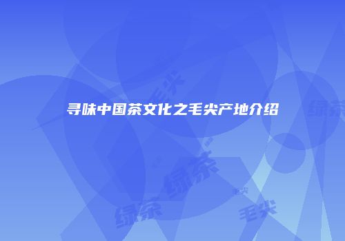 寻味中国茶文化之毛尖产地介绍