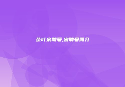 茶叶宋聘号,宋聘号简介