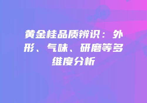 黄金桂品质辨识：外形、气味、研磨等多维度分析