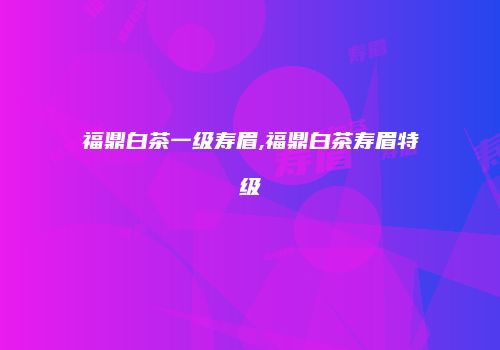 福鼎白茶一级寿眉,福鼎白茶寿眉特级