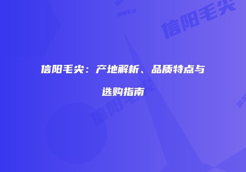 信阳毛尖：产地解析、品质特点与选购指南