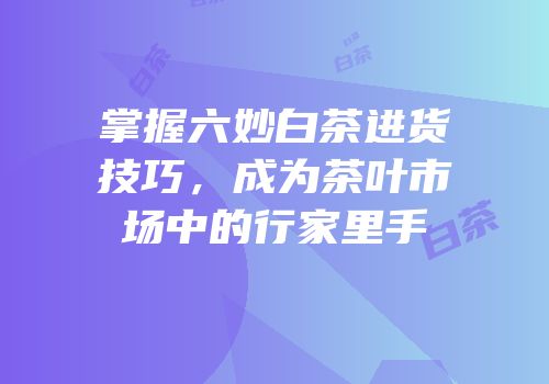 掌握六妙白茶进货技巧，成为茶叶市场中的行家里手
