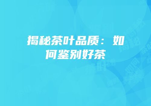揭秘茶叶品质：如何鉴别好茶