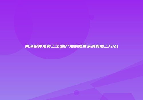 南湖银芽采制工艺(原产地的银芽采摘和加工方法)