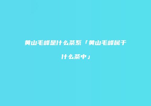 黄山毛峰是什么茶系「黄山毛峰属于什么茶中」