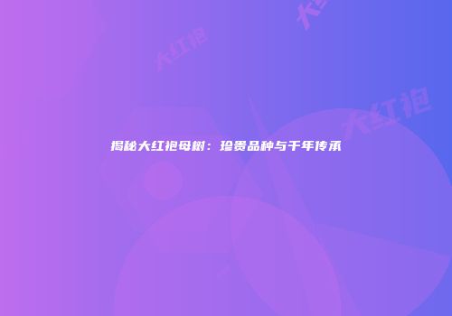 揭秘大红袍母树：珍贵品种与千年传承