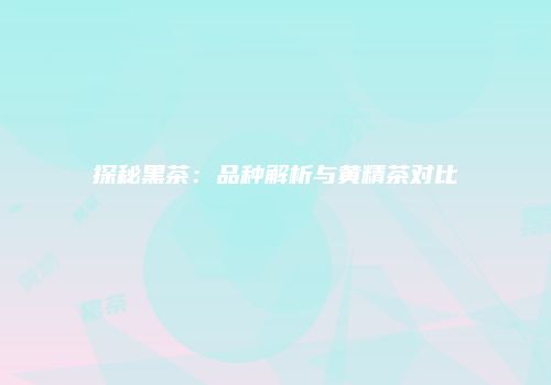探秘黑茶：品种解析与黄精茶对比
