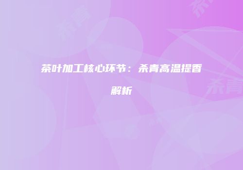 茶叶加工核心环节：杀青高温提香解析