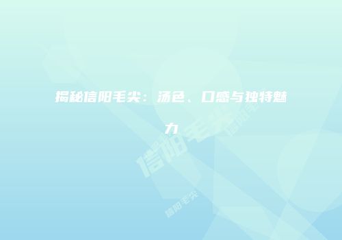 揭秘信阳毛尖：汤色、口感与独特魅力