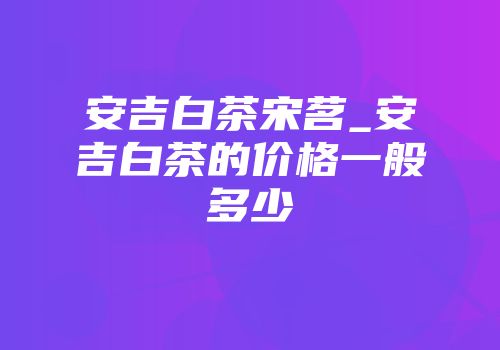 安吉白茶宋茗_安吉白茶的价格一般多少