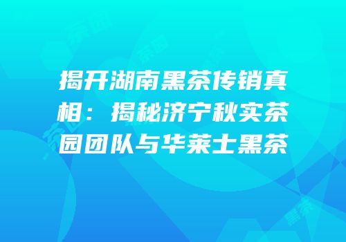 揭开湖南黑茶传销真相：揭秘济宁秋实茶园团队与华莱士黑茶