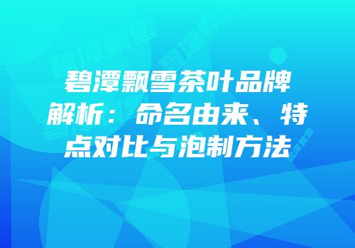 碧潭飘雪茶叶品牌解析：命名由来、特点对比与泡制方法