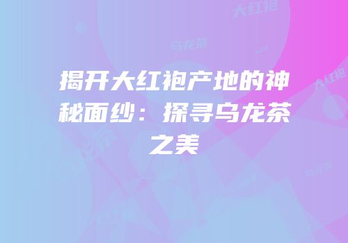 揭开大红袍产地的神秘面纱：探寻乌龙茶之美