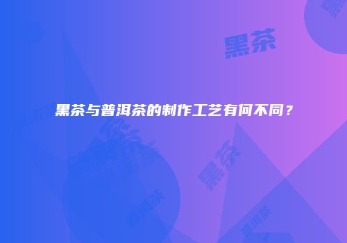 黑茶与普洱茶的制作工艺有何不同？