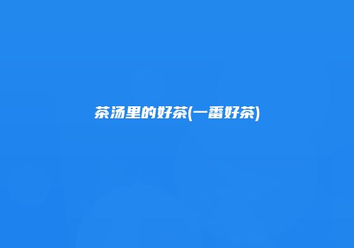 茶汤里的好茶(一番好茶)