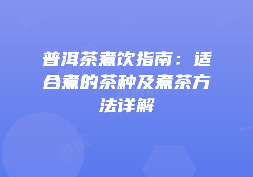 普洱茶煮饮指南：适合煮的茶种及煮茶方法详解