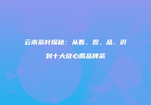 云南茶叶探秘：从看、观、品、识到十大放心喝品牌茶