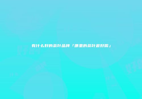 有什么好的茶叶品牌「哪里的茶叶最好喝」