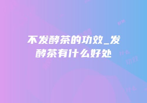 不发酵茶的功效_发酵茶有什么好处