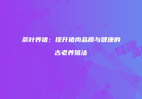 茶叶养猪：提升猪肉品质与健康的古老养殖法