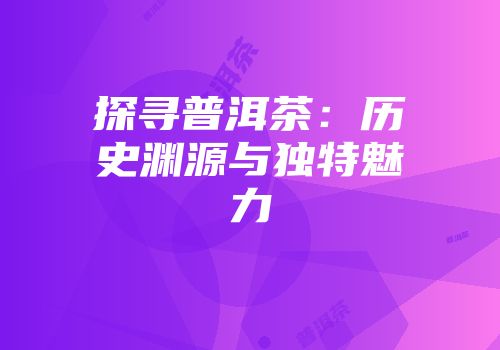 探寻普洱茶：历史渊源与独特魅力