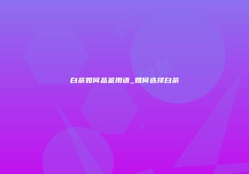 白茶如何品鉴用语_如何选择白茶