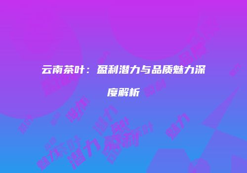云南茶叶：盈利潜力与品质魅力深度解析