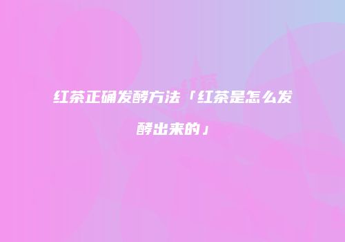 红茶正确发酵方法「红茶是怎么发酵出来的」