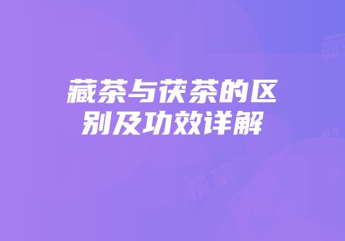 藏茶与茯茶的区别及功效详解