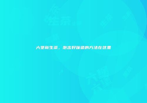 六堡新生茶，泡出好味道的方法在这里