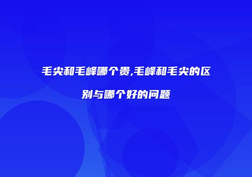 毛尖和毛峰哪个贵,毛峰和毛尖的区别与哪个好的问题