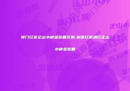 祁门红茶正山小种金骏眉区别,英德红茶滇红正山小种金骏眉