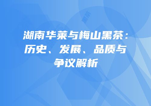 湖南华莱与梅山黑茶：历史、发展、品质与争议解析