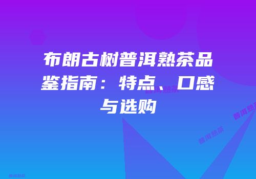 布朗古树普洱熟茶品鉴指南：特点、口感与选购