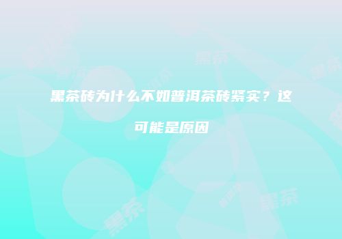 黑茶砖为什么不如普洱茶砖紧实？这可能是原因