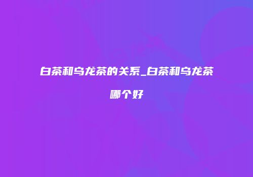 白茶和乌龙茶的关系_白茶和乌龙茶哪个好