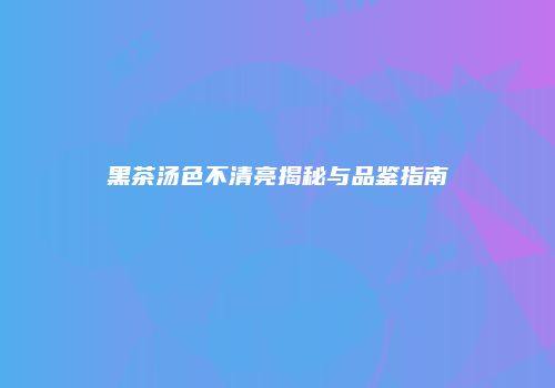 黑茶汤色不清亮揭秘与品鉴指南