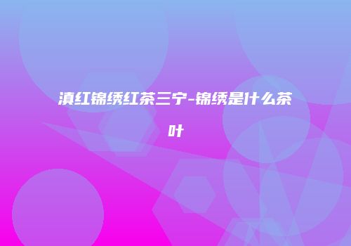 滇红锦绣红茶三宁-锦绣是什么茶叶
