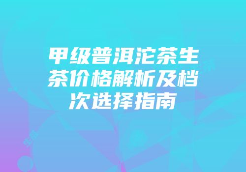 甲级普洱沱茶生茶价格解析及档次选择指南