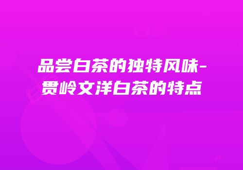 品尝白茶的独特风味-贯岭文洋白茶的特点
