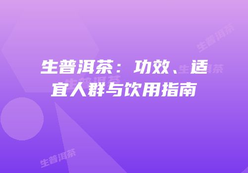 生普洱茶：功效、适宜人群与饮用指南